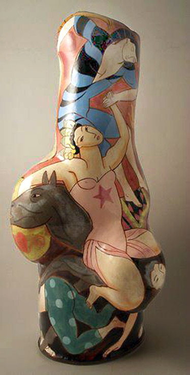 micheal-kay-circus performer-vase-374x736 Abstract -vessels of Michael Kay
