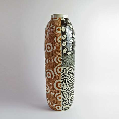 Derek-Jungarrayi-Thompson,-Ernabella-Ceramics,-SOLD-Kungkarangkalpa-II,-2015,-Stoneware,-H-52 Derek-Jungarrayi-Thompson, vase Ernabella-Ceramics,