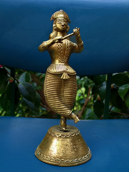 dhokra-statue-krishna-437x583 Dhokra-Nepal Brass figurine statue of dancing Krishna