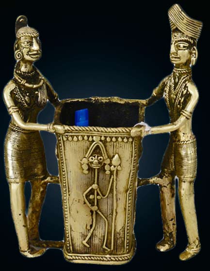 Tribal-Pen-Stand Dhokra-Tribal-Pen-Stand - bass-nickel -zinc