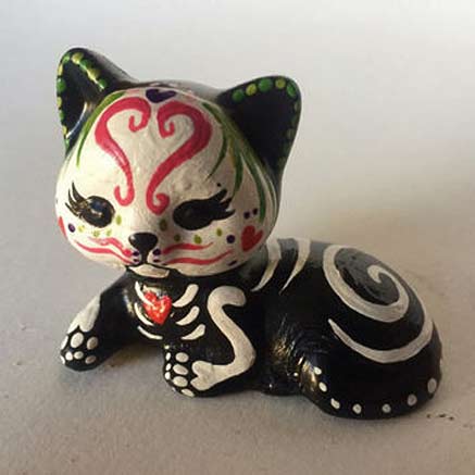 Dia-De-Los-Muertos-ceramic-kitten Dia-De-Los-Muertos-Decor-on-Wanelo