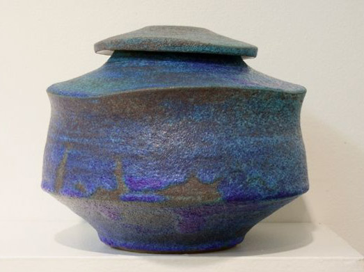 Diana-Thomas-pottery Diana-Thomas blue lidded ceramic vesse;