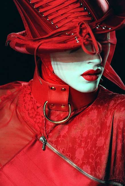 Dior-red-hat-and-dress French Dior-Haute-Couture