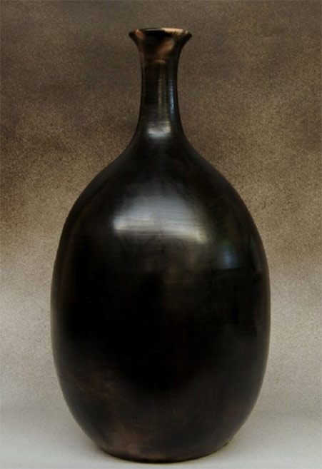 Donve-Branch-black-burnished-bottle Donve-Branch-black-burnished ceramic bottle