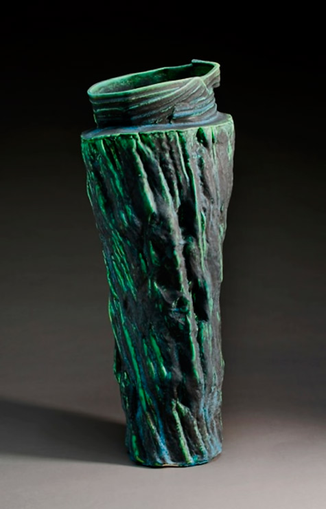 merran-esson green-textured-vase-475x740 Dry-Creek-Bed-Detritus,-2012.-Merran-Esson.-Ceramic-with-copper-glaze.-70Hx31Wx28Dcm