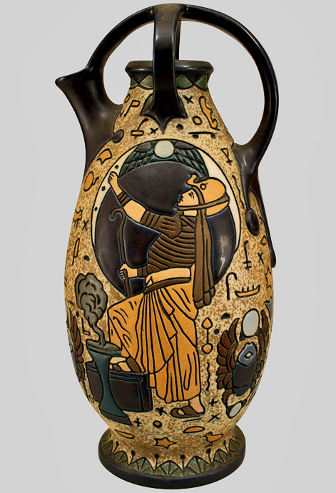 egyptian-revival-amphora-vessel-471x691 Early 20th c. Czechoslovakian Egyptian Revival Amphora NEWEL LLC