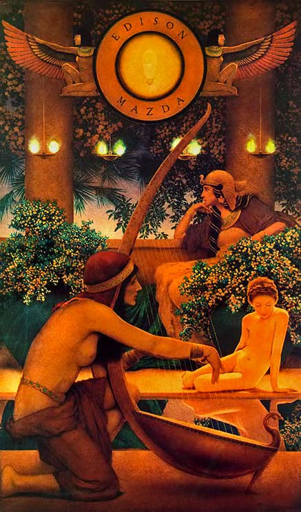 egyptian-night-Maxfield-Parish edison-mazda-2-egyptian-night art print by Maxfield Parish