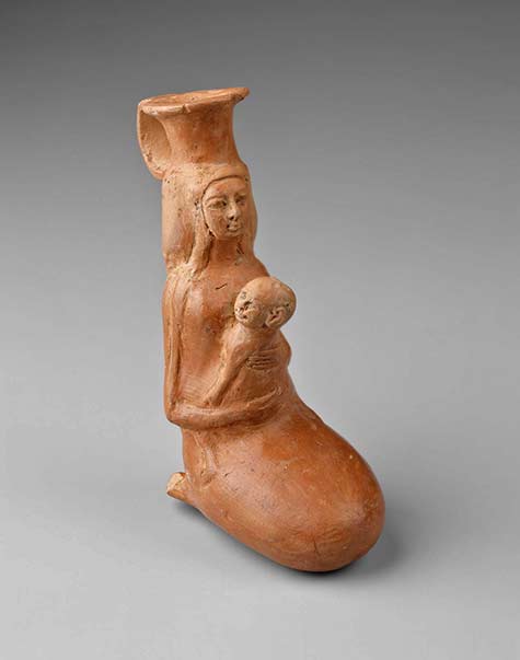 Egyptian-figure-vase-in-the-form-of-a-woman-and-child
