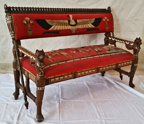 rosewood-seat-egyptian-revival-red-upholstery Egyptian-Revival-Carved-and-Inlaid-Rosewood-Loveseat