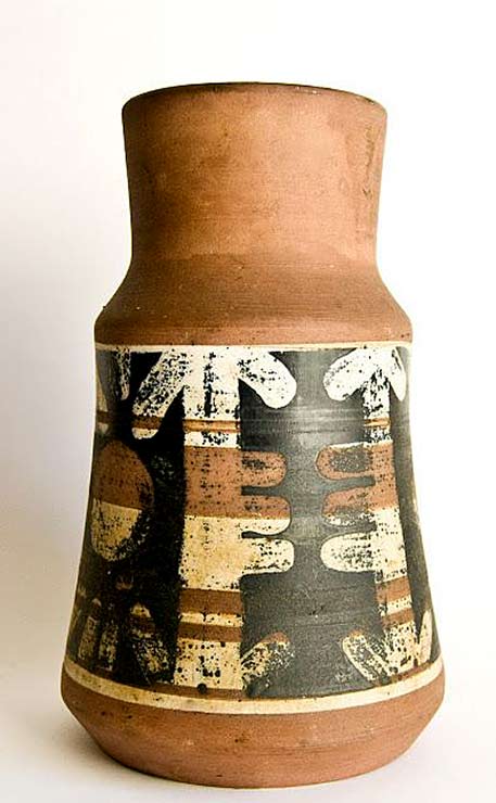 Elspeth-Cohen-Attributed;-hand-Painted-Ceramic-Vase-for-Lapid,-c1960 Elspeth Cohen hand Painted Ceramic Vase for Lapid,