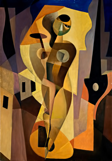 Enrico-Prampolini-futurist-artist-455x652 Enrico-Prampolini 1915 Woman-+-Light-+-Environment futurist cubist painting of a woman