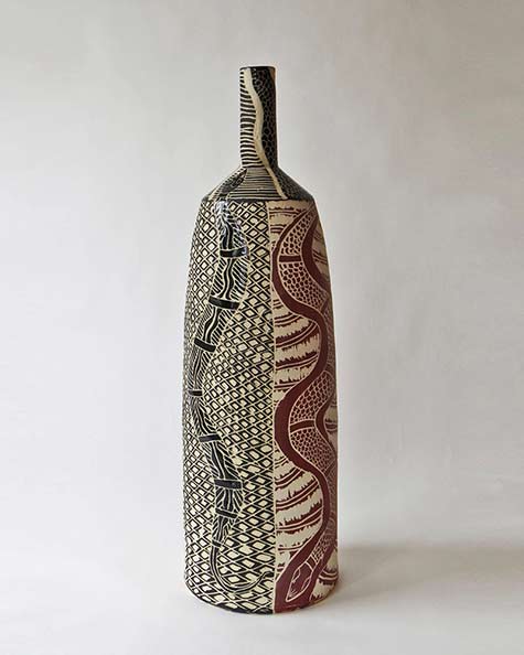Ernabella-Ceramics,-Derek-Jungarrayi-Thompson---SOLD-Wanampi-I,-2014,-stoneware-with-sgraffito,-H-48 Ernabella-Ceramics,-Derek-Jungarrayi-Thompson---SOLD-Wanampi-I,-2014,