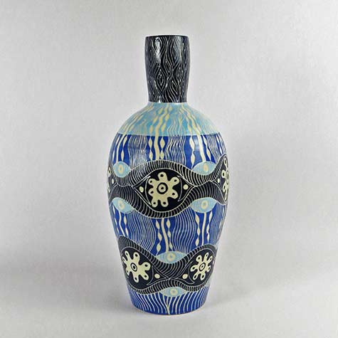 Ernabella-Ceramics,-Rachael-Mipantjiti-Lionel---Kapi-Wankanya,-2016,-stoneware-with-sgraffito,-H-46 Rachael Mipantjiti Lionel - Kapi Wankanya, 2016, stoneware with sgraffito, H 46