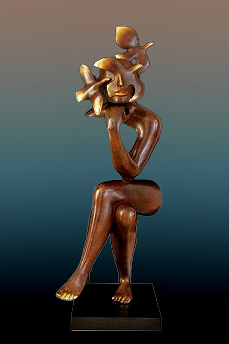 etienne-esperance--art-sculpture- Etienne bronze sculpture - Esperance -- seated figure abstract