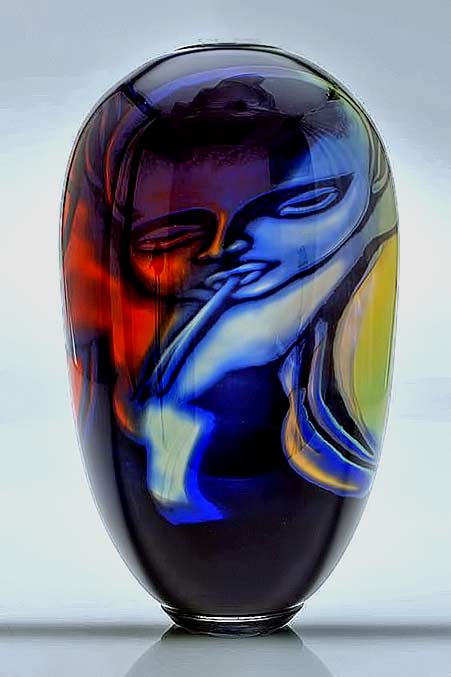 Eva-Englund-(Swedish,-1937-1998),-Orrefors,-Graal-Glass-Vase--- Eva-Englund-(Swedish,-1937-1998),-Orrefors,-Graal-Glass-polychrome Vase