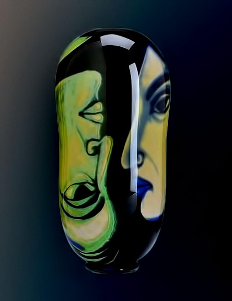 Eva-Englund-(Swedish,-1937-1998),-Orrefors,-Graal-Glass-Vase Glass vase with two faces Eva-Englund