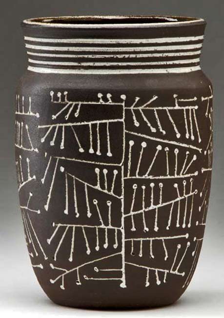 F.-Carlton-Ball-and-Aaron-Bohrod-Glazed-Stoneware-Vessel,-c1950 F.-Carlton-Ball-and-Aaron-Bohrod-Glazed-Stoneware-Vesse