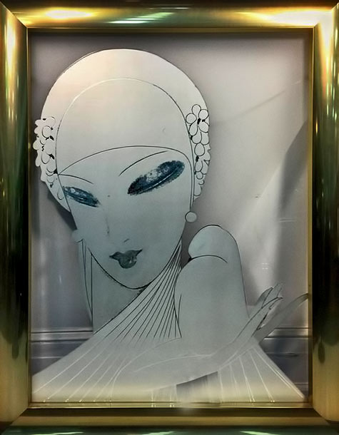 Fabulous_Art_Deco_Revival_Painting Flapper and dove painted on glass
