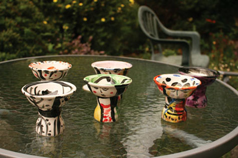 Faces China Goblets,-2018-painted-ceramic,-clear-glaze Faces China Goblets,-2018-painted ceramic, clear glaze