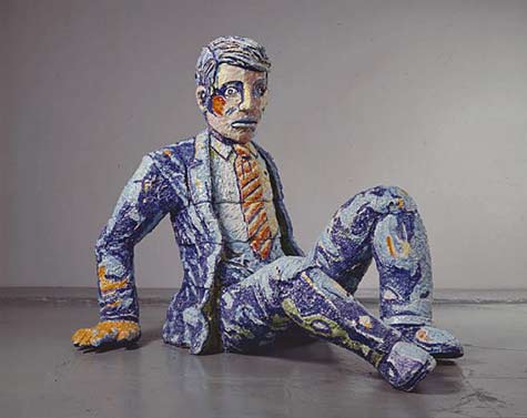 Falling-Man-In-Suit,-1991-Viola-Frey Viola-Frey falling man in a suit ceramic sculpture