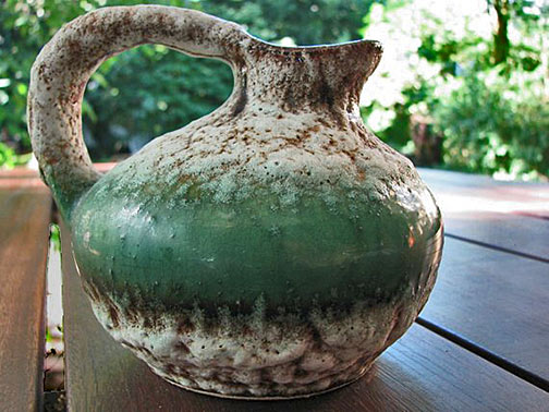 Fat-Lava-Vase-–-Jopeko-404-12-–-Green-White-with-Thick-Crust-–-1950s-1960s-Everglaze Fat Lava Vase-–-Jopeko-404-12-–-Green White with Thick Crust-–-1950s-1960s-Everglaze