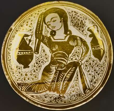 egyptian-lustre-bowl-scarf-dancer fatimid-bowl-with-female-scarf-dancer-12th-century-fatimid-period-earthenware-painted-over-glaze-with-luster-egypt-figural-representations