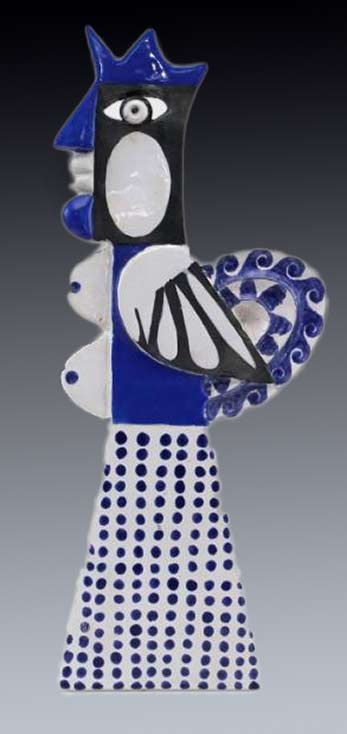 sculpture-female-bird-totem-Capron female-bird-totem-white-earth-vallauris by Roger Capron