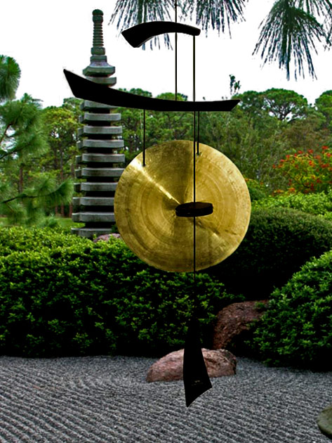 Feng-Shui-wind-chime Black Emperor Gong - Large brass sculptural gong From Woodstock Chimes