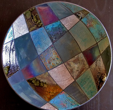 Fire-Art-Pottery-raku-plate Fire Art Pottery-patchwork-raku plate