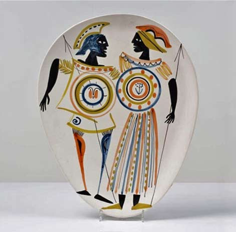 roger-capron-french-ceramics Ceramic plate - flat-warriors-by-roger-capron-1960