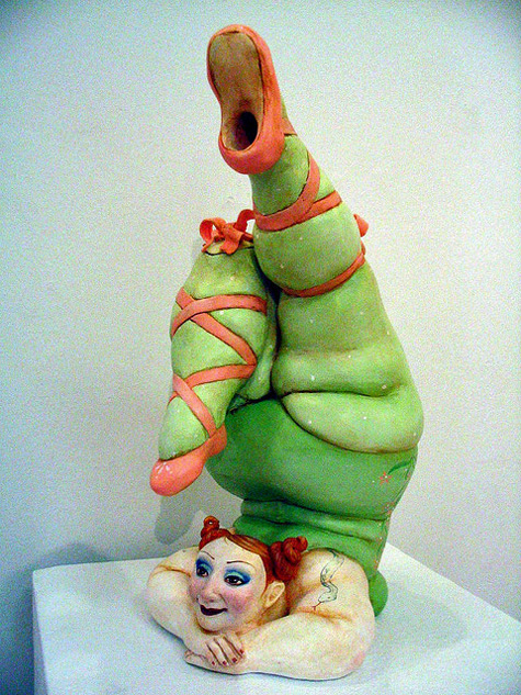 Acrobatic ballerina figurine teapot Flexine,-Contortionist-Sideshow-Girlesque-Series-teapot