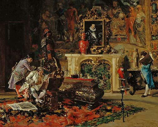 fortunyThe-Stamp-Collector-- Mariano Fortuny oil on canvas painting - The-Stamp-Collector