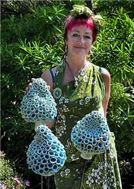 Frances-Doherty-ceramic-artist Frances-Doherty-with-her-Blue-Bells.----Picture-by-Peter-Boam