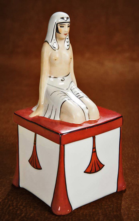 editions-etling-porclain-egyptian-lady-box-459x729 French Art Deco Porcelain Powder Box 'Kneeling Egyptian Lady' by Editions Etling
