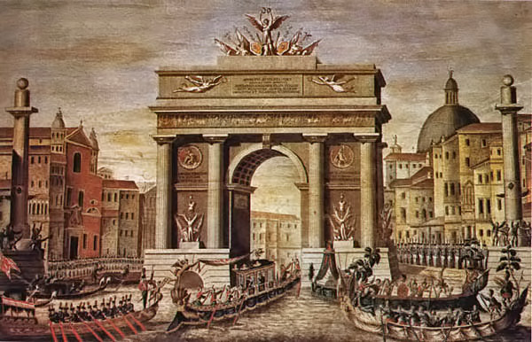 French-entering-Venice,-1797 French-entering-Venice,-1797 Gondolas and Napoleon entering Venice on the canals