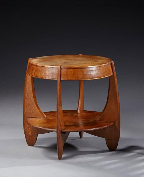 french-oak-side-table FRENCH-WORK-1930---Oak-coffee-table-with-two-circular-plates