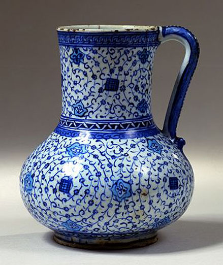 turkish-iznik-ceramic-jug Blue and white Fritware-jug---Iznik,-Turkey;-c