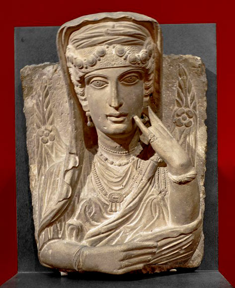 Funerary-portrait-of-a-woman-from-Palmyra,-Syria.-200–250-A.D Funerary-portrait-of-a-woman-from-Palmyra,-Syria.-200–250-A.D