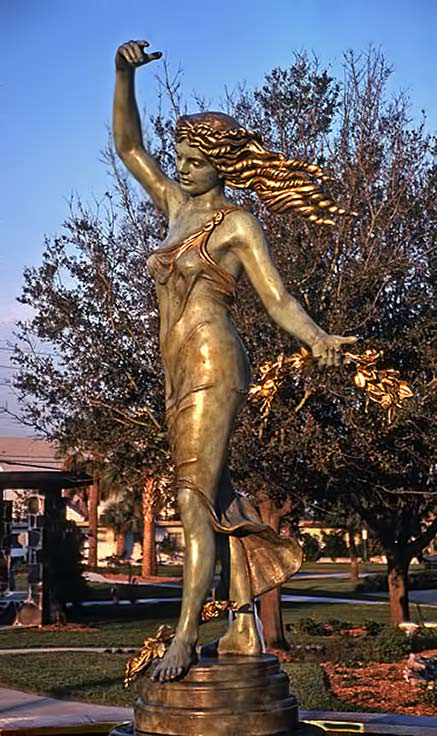 Galatea-Fountain-(gilded-bronze),-audrey-flackSouth-Pasadena,-Florida Galatea-Fountain-(gilded-bronze) Goddess statue with flowing wavy hair