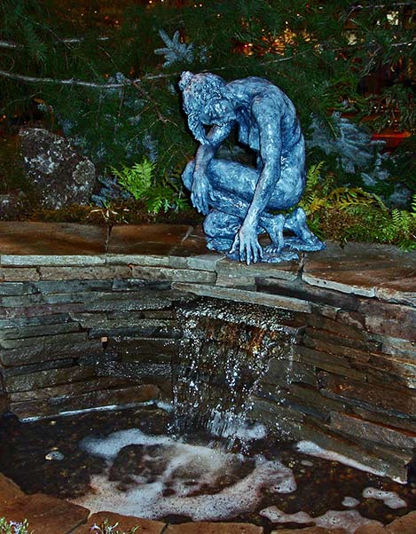 Gardening-Tips-for-the-Santa-Cruz-Mountains-fire-pits-Gardening Santa-Cruz-fountain - kneeling female figure sculpture