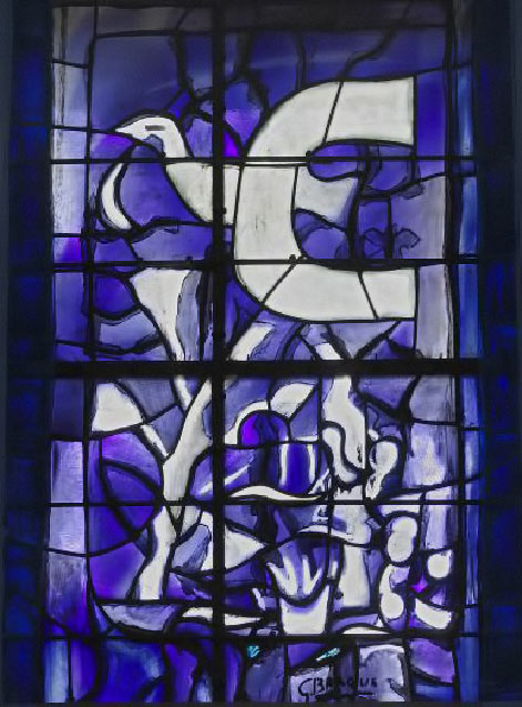 Georges-Braque-Purple-and-white-bird-,-1962 Georges Braque-Purple and white dove stained glass window 1962