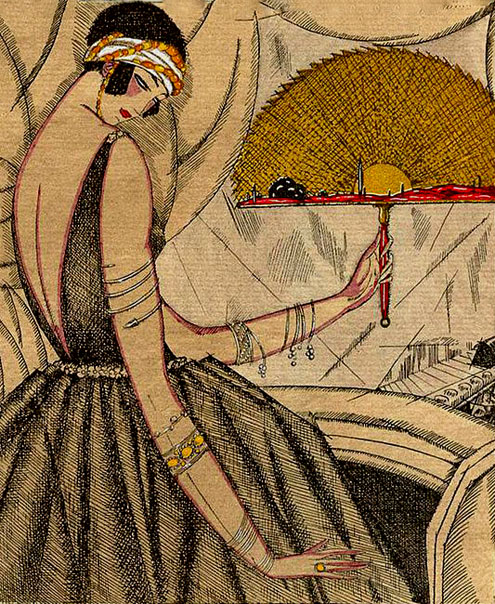 Georges-Lepape.-Art-Deco-Illustrator Georges-Lepape.-Art-Deco-Illustrator lady at the opera