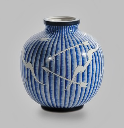 gio-ponti-richard-ginori-vase-433x455 Gio-Ponti---Richard-Ginori---SAN-CRISTOFORO blue white vertical striped sperical vase