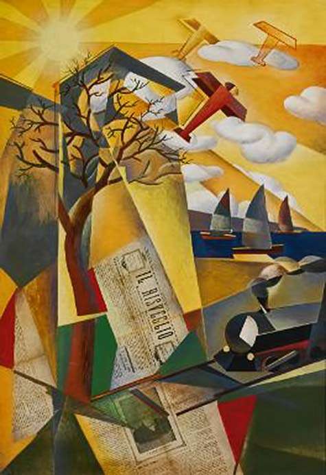 Giulio-D'Anna-1908-1978-SENZA-TITOLO-SIGNED-D'ANNA-FUTURISTA,-OIL-AND-COLLAGE-ON-CANVAS Giulio-D'Anna futurist painting