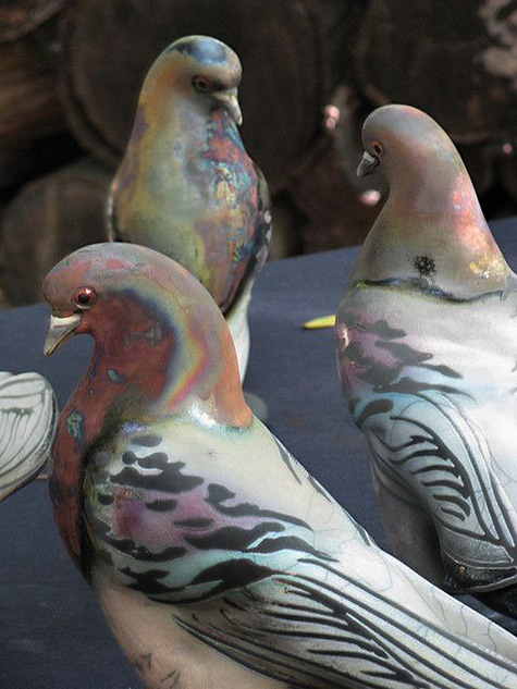 Glo-Coalson's-raku-pigeons-475x633 Glo Coalson's-three raku-pigeons