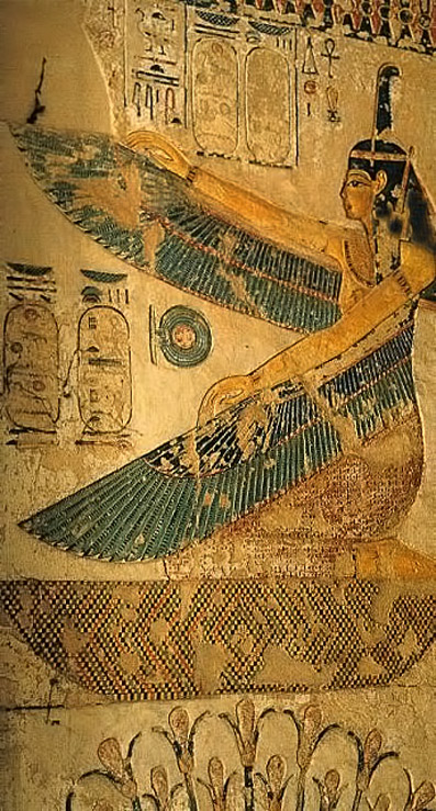 winged-goddess-maat-relief-397x739 Goddess-Maat-kneeling-with-outspread-wings-