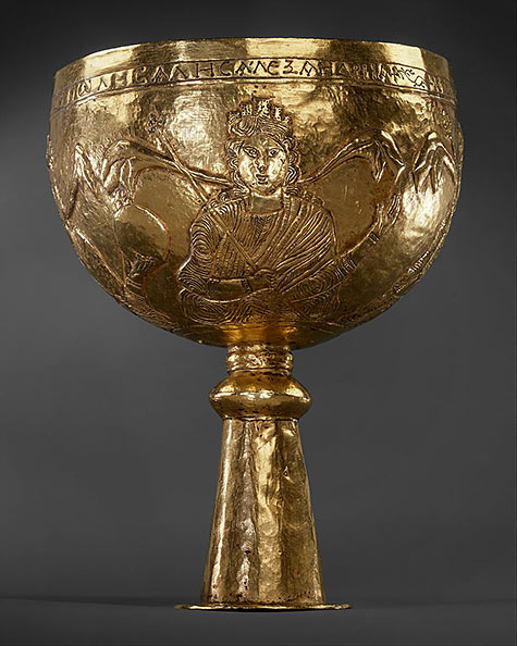 Gold-Goblet-with-Personifications-of-Cyprus,-Rome,-Constantinople,-and-Alexandria--Avar-or-Byzantine Gold Goblet with Personifications of Cyprus, Rome, Constantinople, and Alexandria