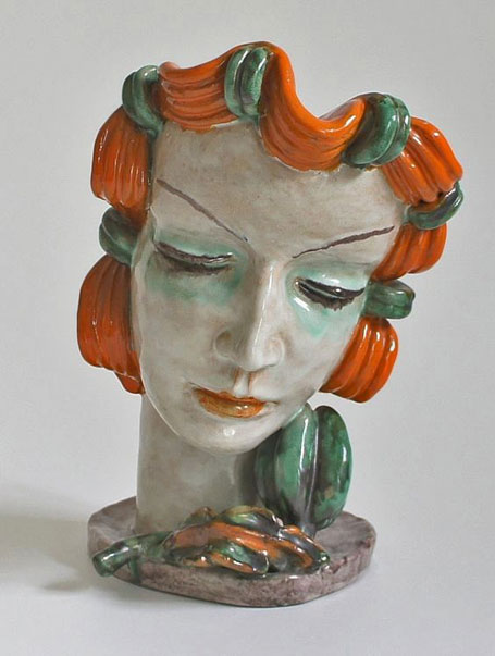 Rudolf-Knörlein-ceramic-head Goldscheider-Vienna-Woman's-Head,-Rudolf-Knörlein-1930