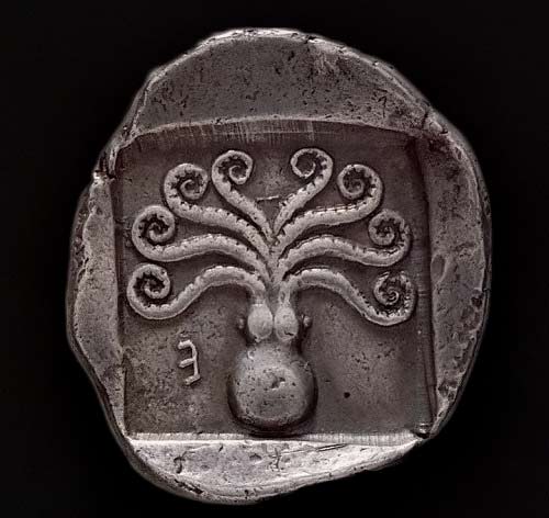 Greek-coin-with-octopus Ancent Greek-coin-with-octopus-from-Eretria,-c