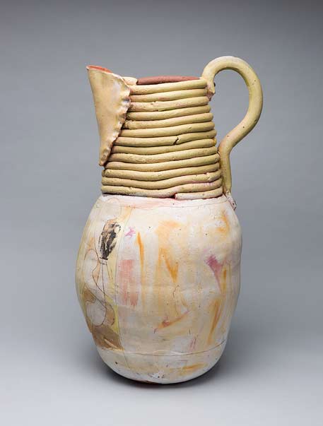 Nancy-Selvin-ceramic-jug Green-back_29-x-23-x-23-inches-Nancy-Selvin pottery jug